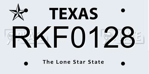 RKF0128 Texas License Plate