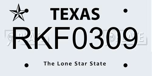 RKF0309 Texas License Plate