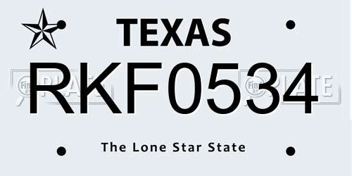 RKF0534 Texas License Plate