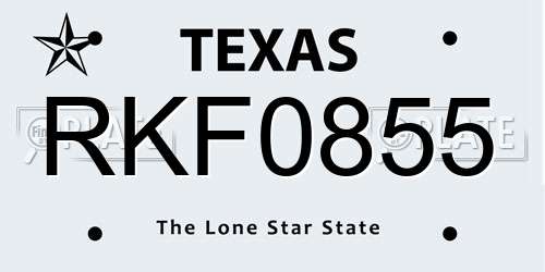 RKF0855 Texas License Plate