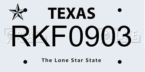 RKF0903 Texas License Plate