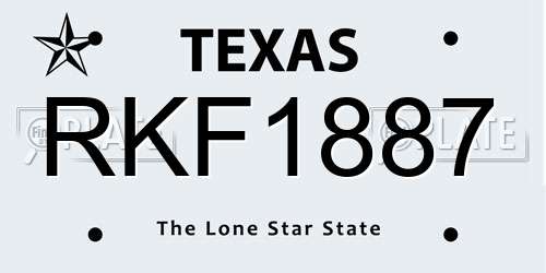 RKF1887 Texas License Plate