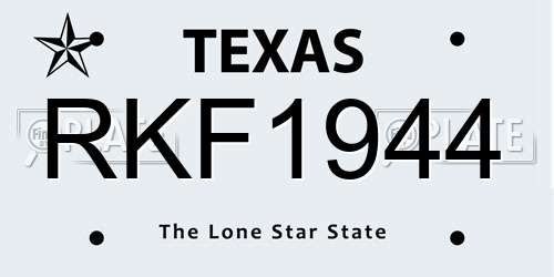 RKF1944 Texas License Plate