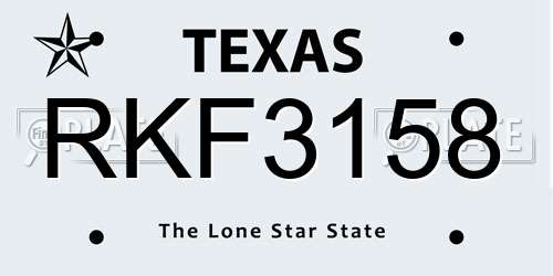 RKF3158 Texas License Plate