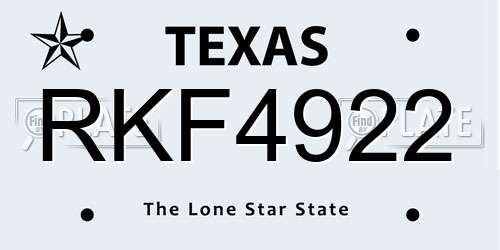 RKF4922 Texas License Plate