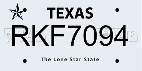 RKF7094 Texas License Plate