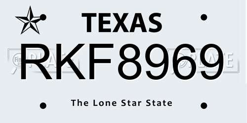 RKF8969 Texas License Plate