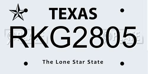RKG2805 Texas License Plate