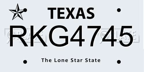 RKG4745 Texas License Plate