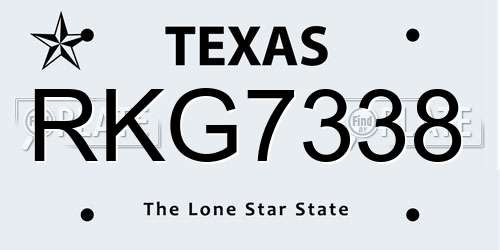 RKG7338 Texas License Plate