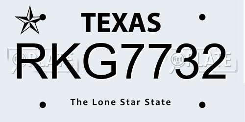 RKG7732 Texas License Plate