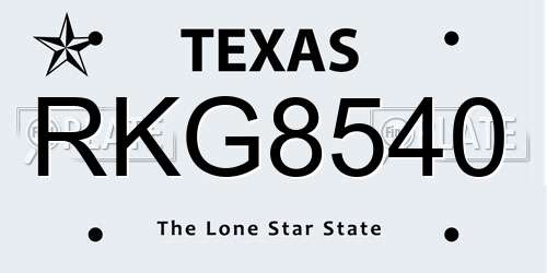 RKG8540 Texas License Plate