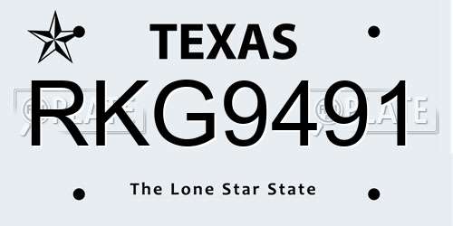 RKG9491 Texas License Plate
