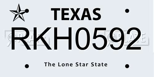 RKH0592 Texas License Plate