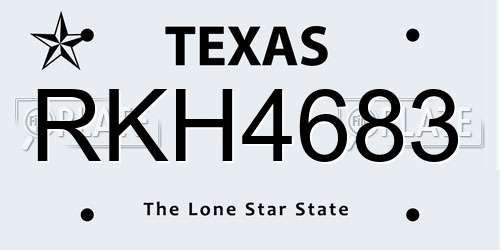 RKH4683 Texas License Plate