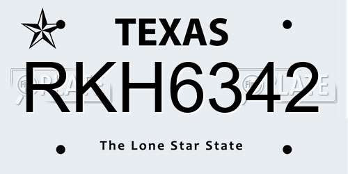 RKH6342 Texas License Plate