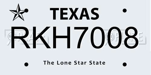 RKH7008 Texas License Plate