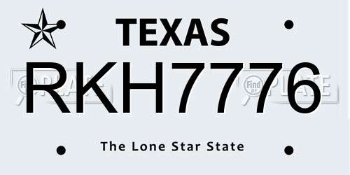 RKH7776 Texas License Plate