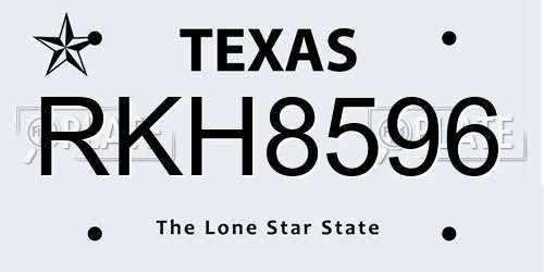RKH8596 Texas License Plate