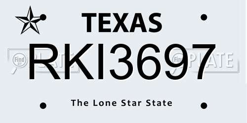 RKI3697 Texas License Plate