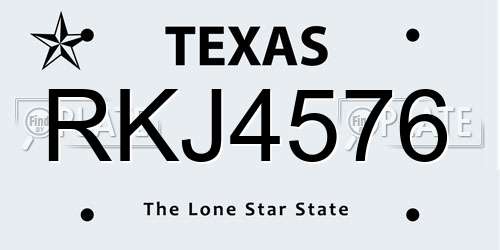 RKJ4576 Texas License Plate