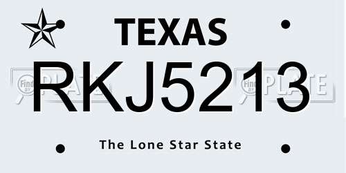 RKJ5213 Texas License Plate