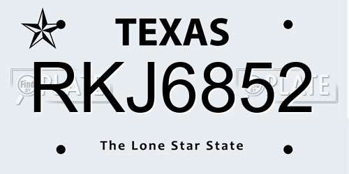 RKJ6852 Texas License Plate