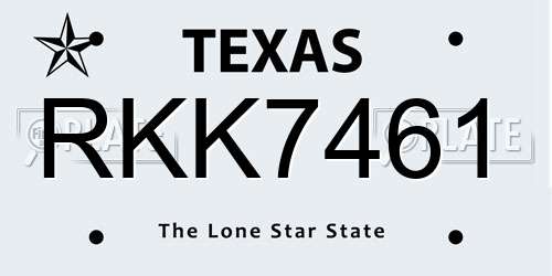 RKK7461 Texas License Plate