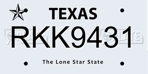 RKK9431 Texas License Plate