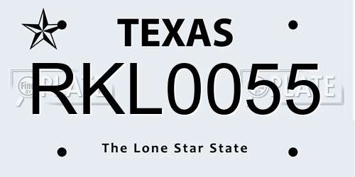 RKL0055 Texas License Plate