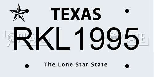 RKL1995 Texas License Plate
