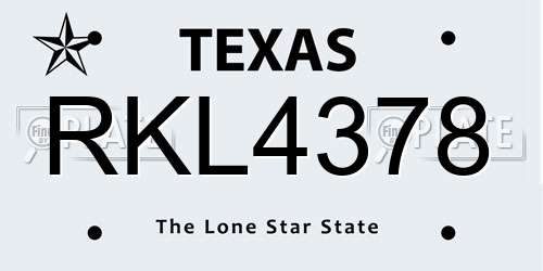 RKL4378 Texas License Plate