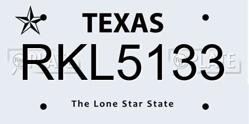 RKL5133 Texas License Plate