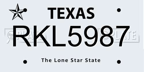 RKL5987 Texas License Plate