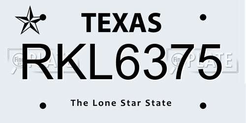 RKL6375 Texas License Plate