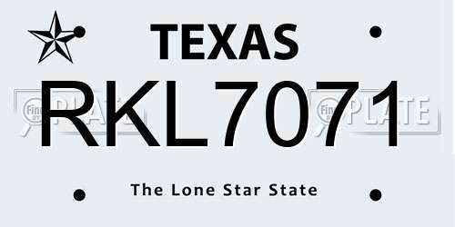 RKL7071 Texas License Plate