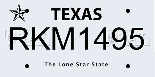 RKM1495 Texas License Plate