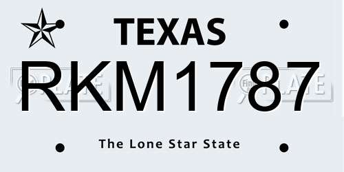 RKM1787 Texas License Plate