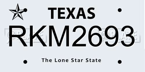 RKM2693 Texas License Plate