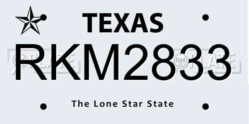 RKM2833 Texas License Plate