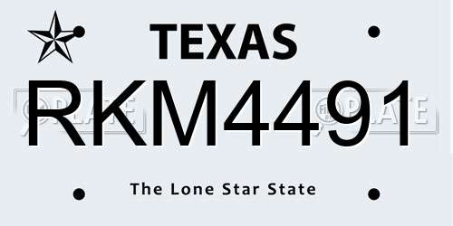RKM4491 Texas License Plate