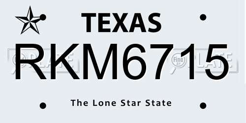 RKM6715 Texas License Plate