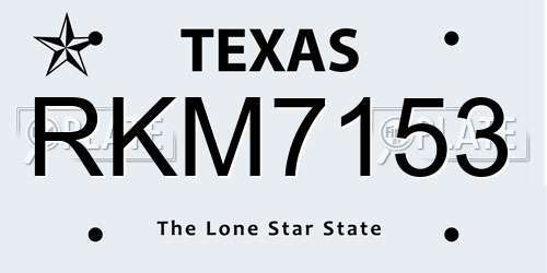 RKM7153 Texas License Plate