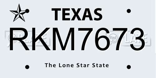 RKM7673 Texas License Plate