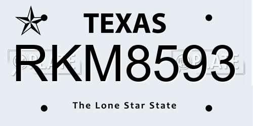RKM8593 Texas License Plate