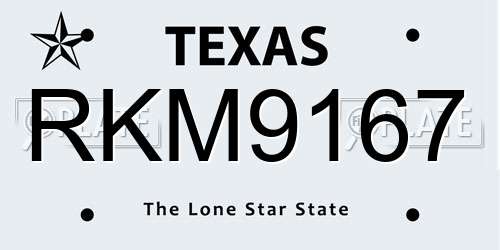 RKM9167 Texas License Plate