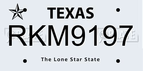 RKM9197 Texas License Plate