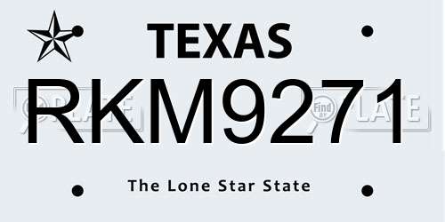 RKM9271 Texas License Plate