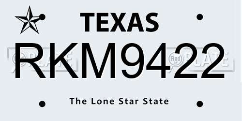 RKM9422 Texas License Plate