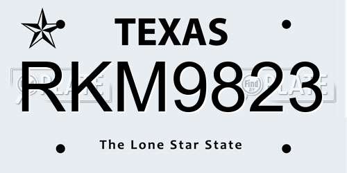 RKM9823 Texas License Plate